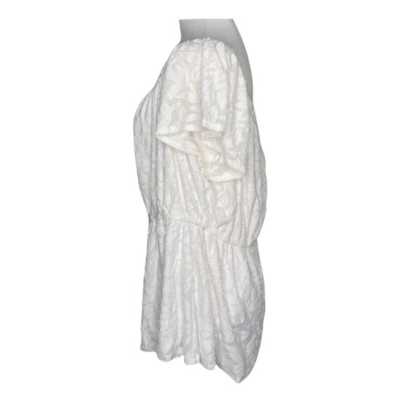 Lane Bryant White Off Shoulder Elastic Waist Semi-Sheer Top, Size 18/20 #278 - Picture 4 of 12